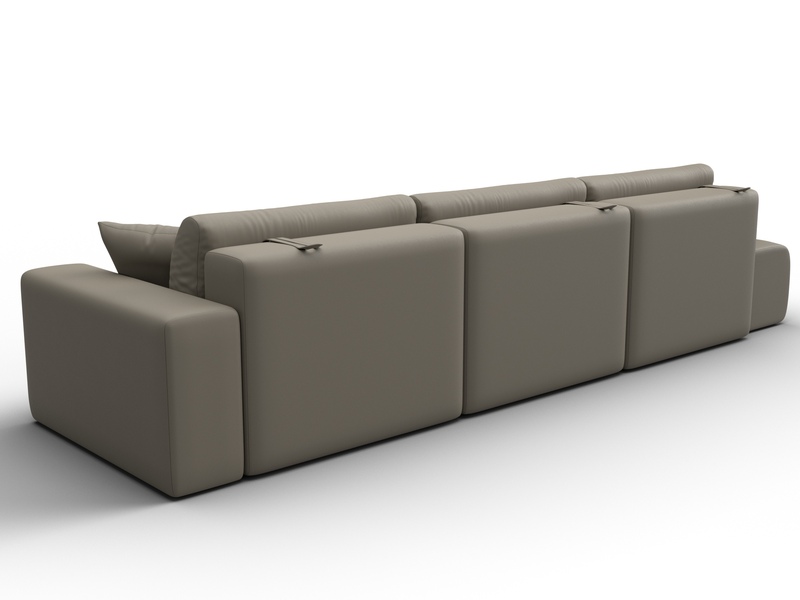 Диван прямой Лига-036 НПБ Модерн Лонг подлокотник справа, Экокожа, GRIFON 04 бежевый