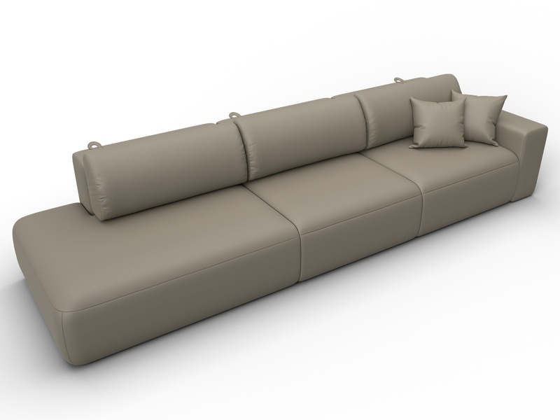 Диван прямой Лига-036 НПБ Модерн Лонг подлокотник справа, Экокожа, GRIFON 04 бежевый