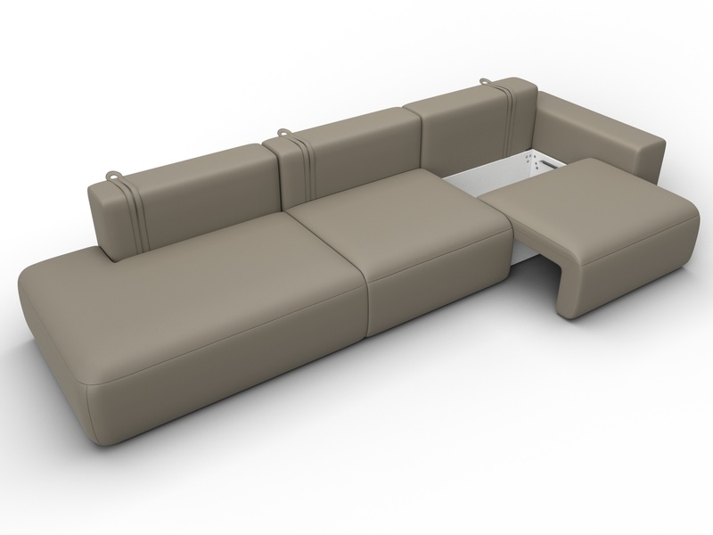 Диван прямой Лига-036 НПБ Модерн Лонг подлокотник справа, Экокожа, GRIFON 04 бежевый