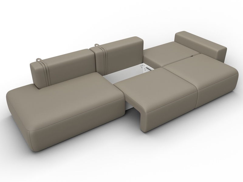 Диван прямой Лига-036 НПБ Модерн Лонг подлокотник справа, Экокожа, GRIFON 04 бежевый