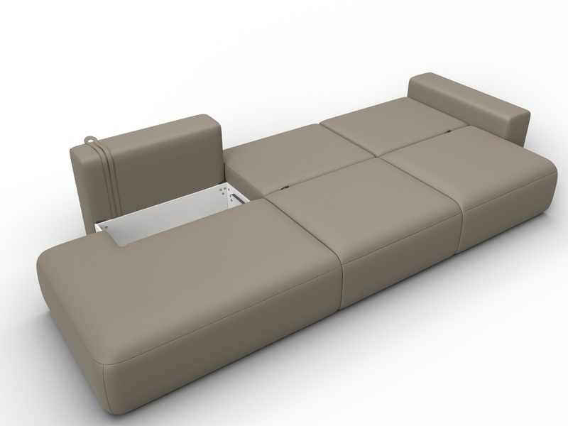 Диван прямой Лига-036 НПБ Модерн Лонг подлокотник справа, Экокожа, GRIFON 04 бежевый