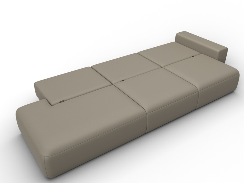 Диван прямой Лига-036 НПБ Модерн Лонг подлокотник справа, Экокожа, GRIFON 04 бежевый