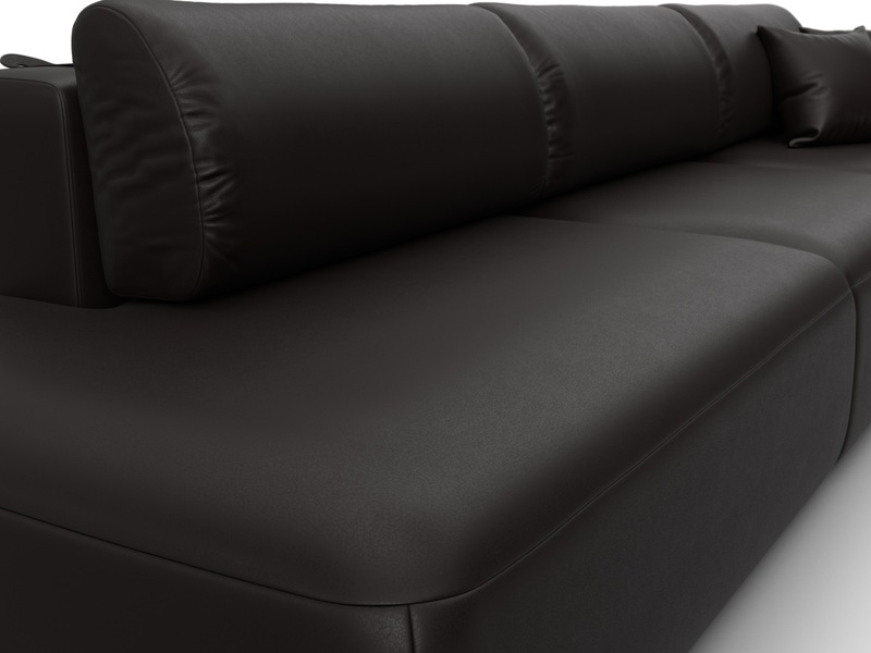 Диван прямой Лига-036 НПБ Модерн Лонг подлокотник справа, Экокожа, GRIFON 12 коричневый