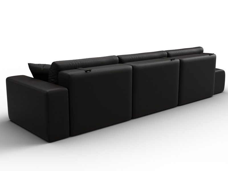 Диван прямой Лига-036 НПБ Модерн Лонг подлокотник справа, Экокожа, GRIFON 12 коричневый