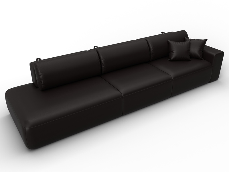 Диван прямой Лига-036 НПБ Модерн Лонг подлокотник справа, Экокожа, GRIFON 12 коричневый