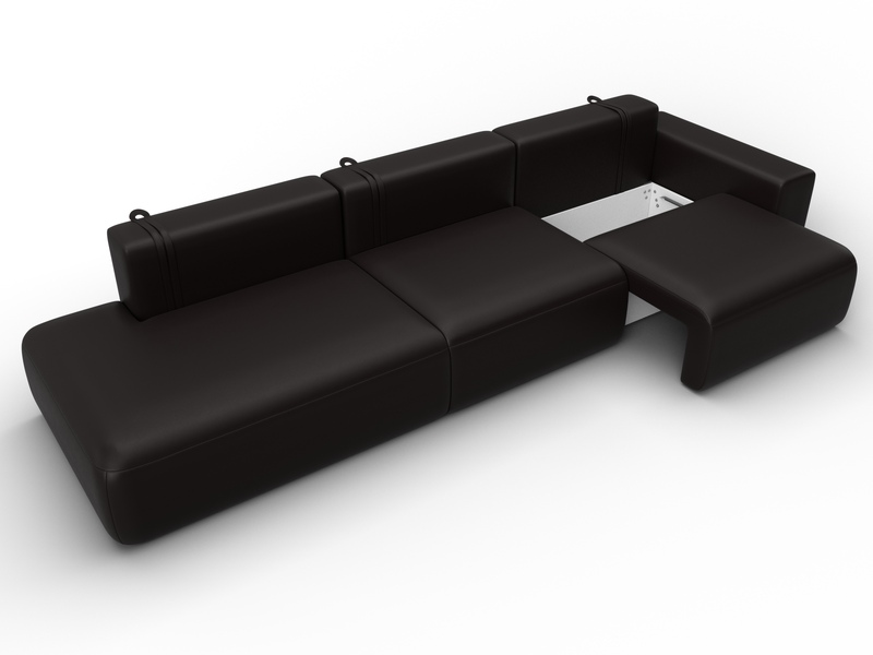 Диван прямой Лига-036 НПБ Модерн Лонг подлокотник справа, Экокожа, GRIFON 12 коричневый