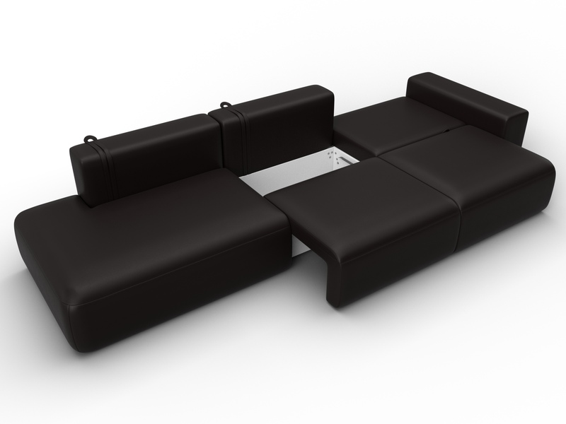 Диван прямой Лига-036 НПБ Модерн Лонг подлокотник справа, Экокожа, GRIFON 12 коричневый