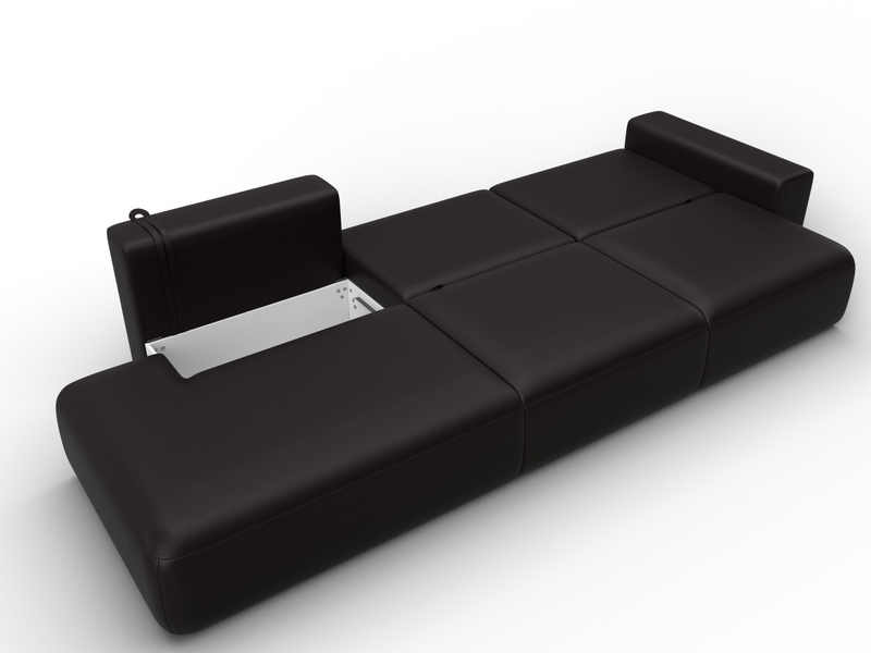 Диван прямой Лига-036 НПБ Модерн Лонг подлокотник справа, Экокожа, GRIFON 12 коричневый