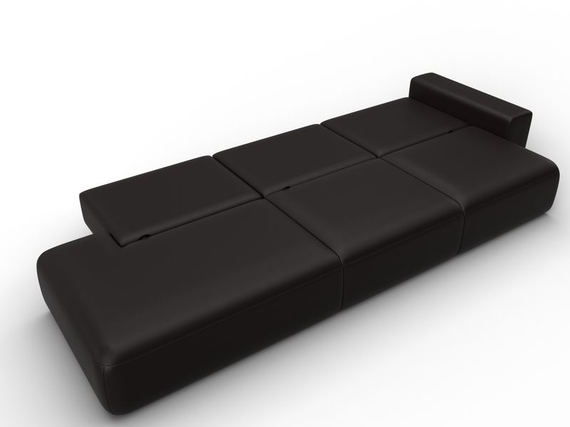 Диван прямой Лига-036 НПБ Модерн Лонг подлокотник справа, Экокожа, GRIFON 12 коричневый