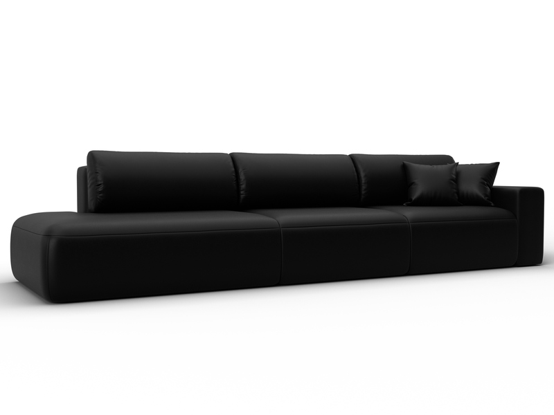 Диван прямой Лига-036 НПБ Модерн Лонг подлокотник справа, Экокожа, GRIFON 18 черный