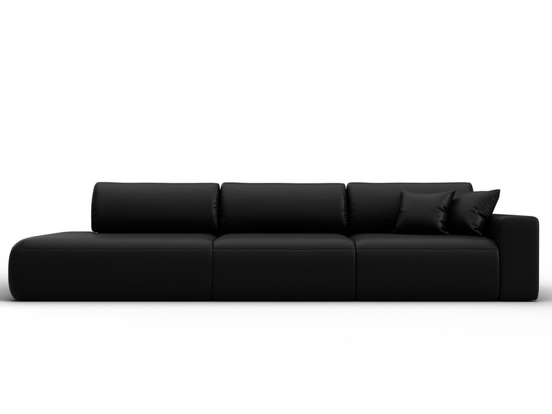 Диван прямой Лига-036 НПБ Модерн Лонг подлокотник справа, Экокожа, GRIFON 18 черный