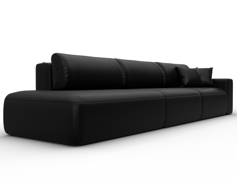 Диван прямой Лига-036 НПБ Модерн Лонг подлокотник справа, Экокожа, GRIFON 18 черный