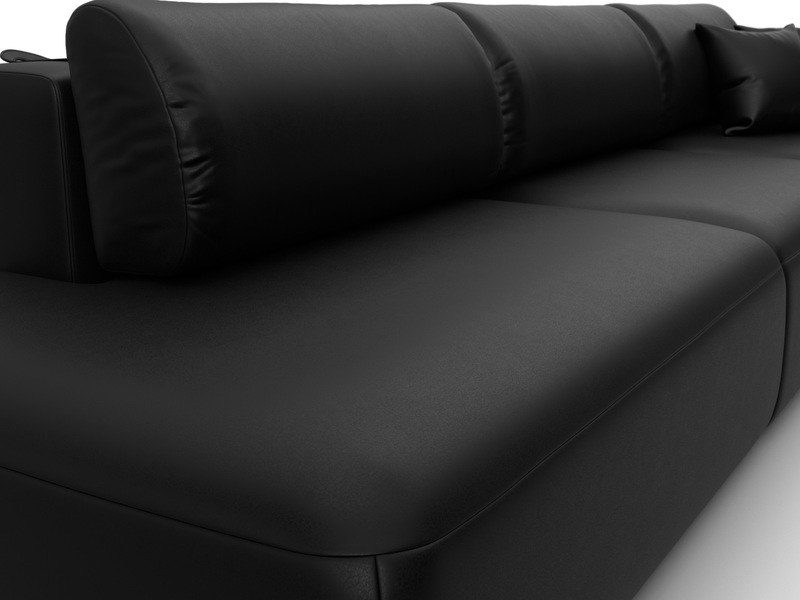 Диван прямой Лига-036 НПБ Модерн Лонг подлокотник справа, Экокожа, GRIFON 18 черный