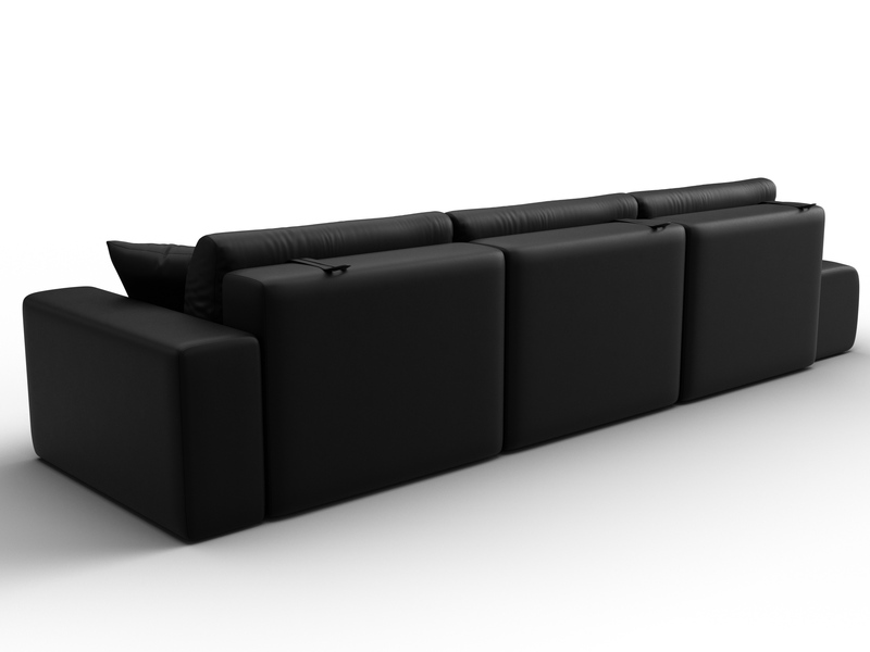 Диван прямой Лига-036 НПБ Модерн Лонг подлокотник справа, Экокожа, GRIFON 18 черный