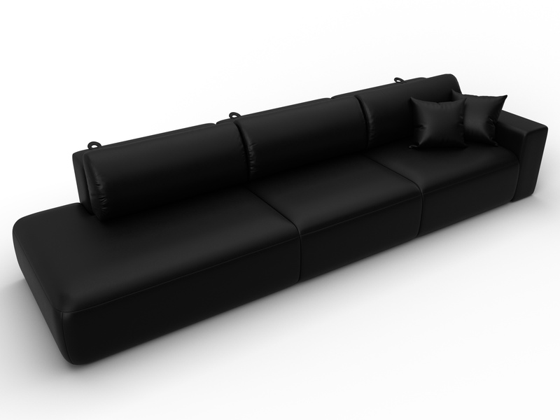 Диван прямой Лига-036 НПБ Модерн Лонг подлокотник справа, Экокожа, GRIFON 18 черный