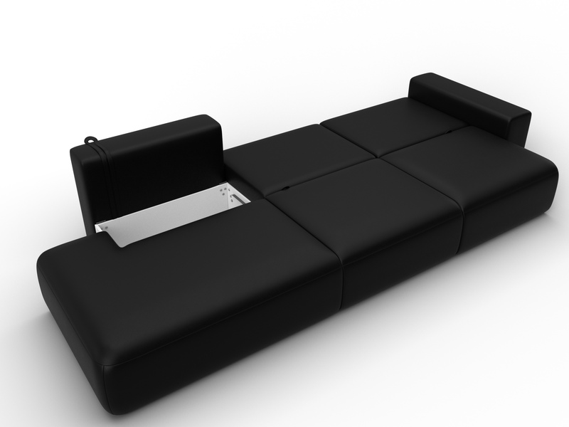 Диван прямой Лига-036 НПБ Модерн Лонг подлокотник справа, Экокожа, GRIFON 18 черный