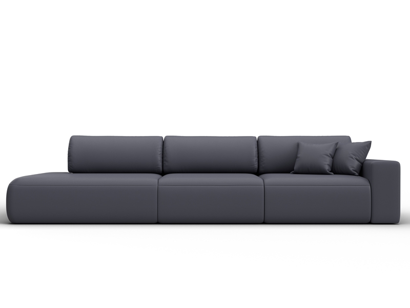 Диван прямой Лига-036 НПБ Модерн Лонг подлокотник справа, Экокожа, GRIFON 15 серый