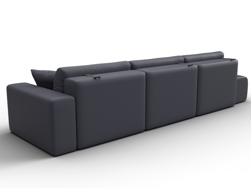 Диван прямой Лига-036 НПБ Модерн Лонг подлокотник справа, Экокожа, GRIFON 15 серый