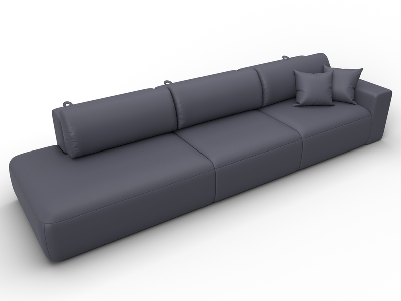 Диван прямой Лига-036 НПБ Модерн Лонг подлокотник справа, Экокожа, GRIFON 15 серый