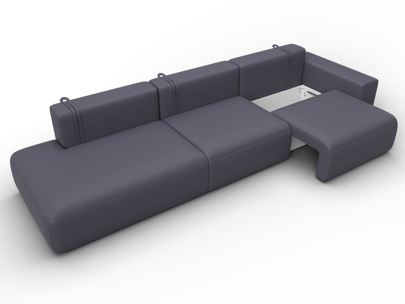 Диван прямой Лига-036 НПБ Модерн Лонг подлокотник справа, Экокожа, GRIFON 15 серый