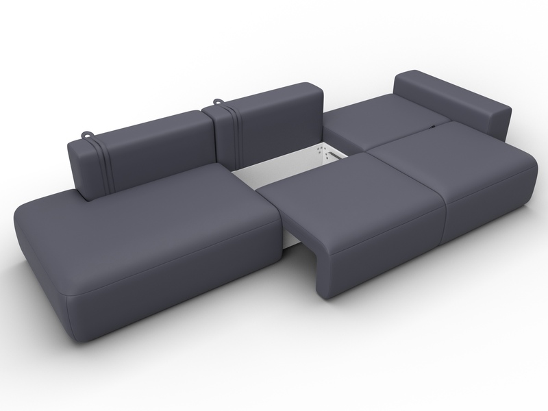 Диван прямой Лига-036 НПБ Модерн Лонг подлокотник справа, Экокожа, GRIFON 15 серый