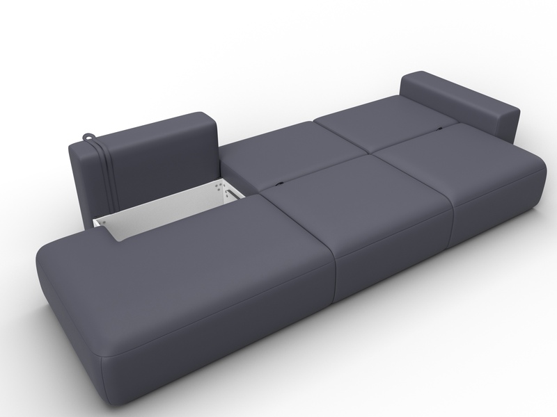 Диван прямой Лига-036 НПБ Модерн Лонг подлокотник справа, Экокожа, GRIFON 15 серый