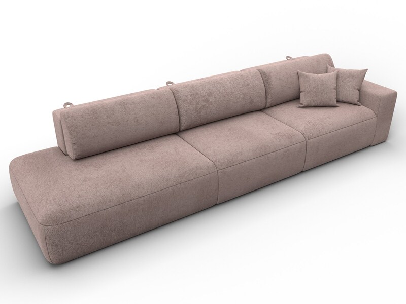 Диван прямой Лига-036 НПБ Модерн Лонг подлокотник справа, Велюр, TOWER 05 бежевый