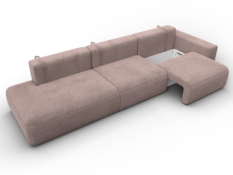 Диван прямой Лига-036 НПБ Модерн Лонг подлокотник справа, Велюр, TOWER 05 бежевый