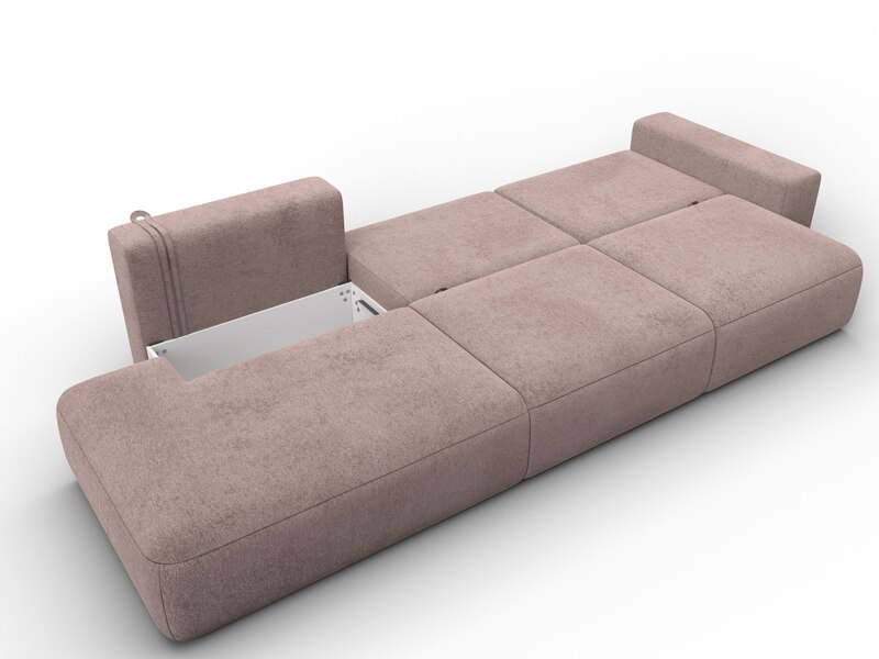 Диван прямой Лига-036 НПБ Модерн Лонг подлокотник справа, Велюр, TOWER 05 бежевый