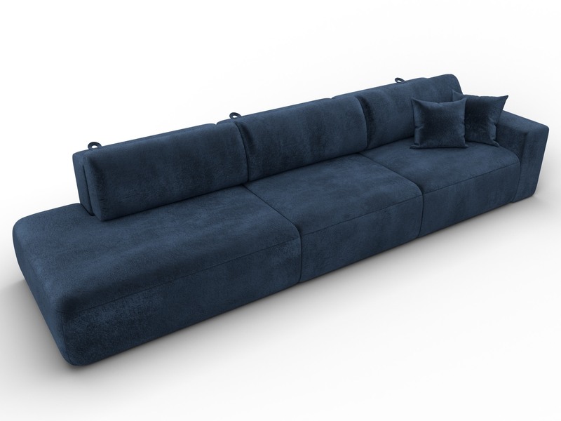 Диван прямой Лига-036 НПБ Модерн Лонг подлокотник справа, Велюр, TOWER 13 синий