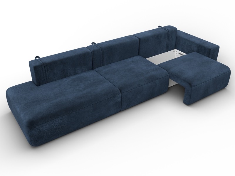 Диван прямой Лига-036 НПБ Модерн Лонг подлокотник справа, Велюр, TOWER 13 синий