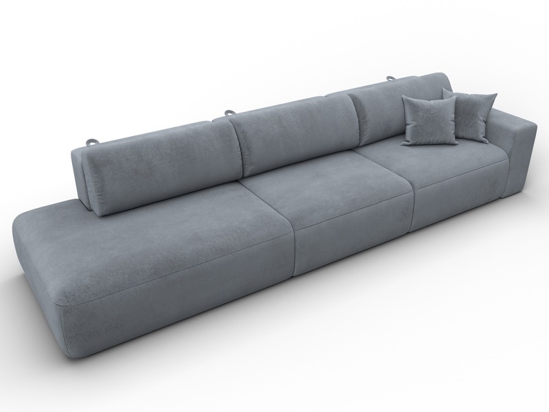 Диван прямой Лига-036 НПБ Модерн Лонг подлокотник справа, Велюр, TOWER 10 серый