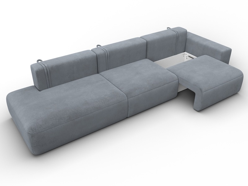 Диван прямой Лига-036 НПБ Модерн Лонг подлокотник справа, Велюр, TOWER 10 серый