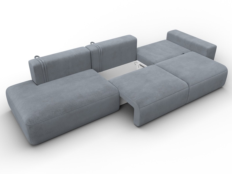 Диван прямой Лига-036 НПБ Модерн Лонг подлокотник справа, Велюр, TOWER 10 серый