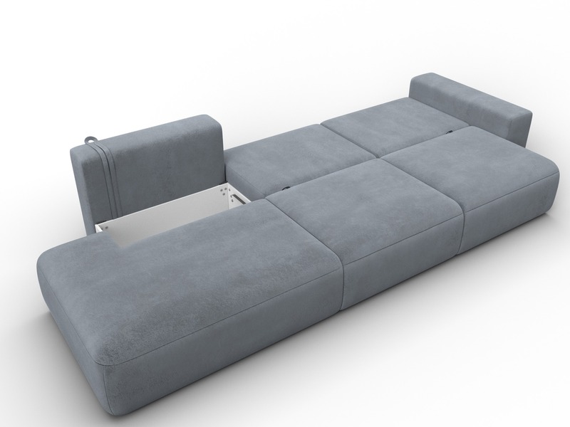 Диван прямой Лига-036 НПБ Модерн Лонг подлокотник справа, Велюр, TOWER 10 серый