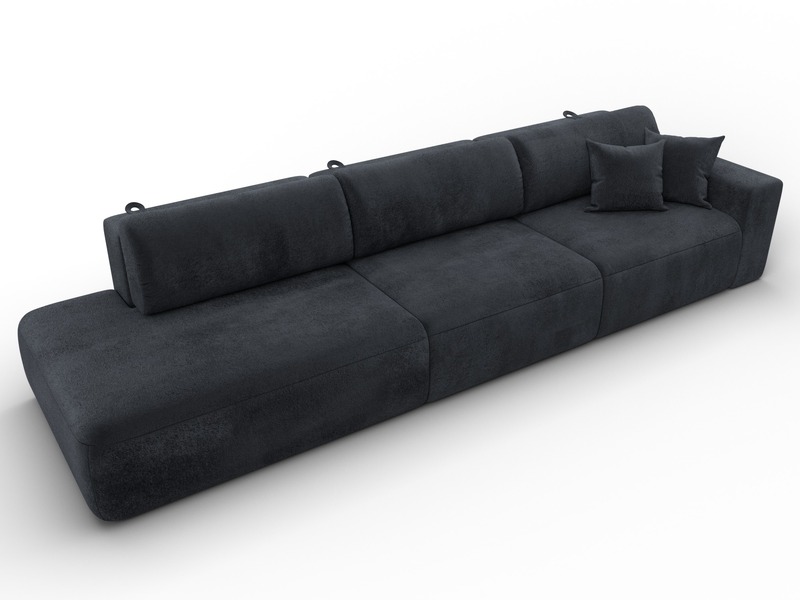 Диван прямой Лига-036 НПБ Модерн Лонг подлокотник справа, Велюр, TOWER 11 темно-серый