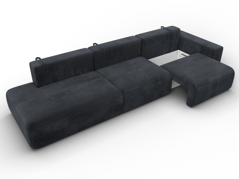 Диван прямой Лига-036 НПБ Модерн Лонг подлокотник справа, Велюр, TOWER 11 темно-серый