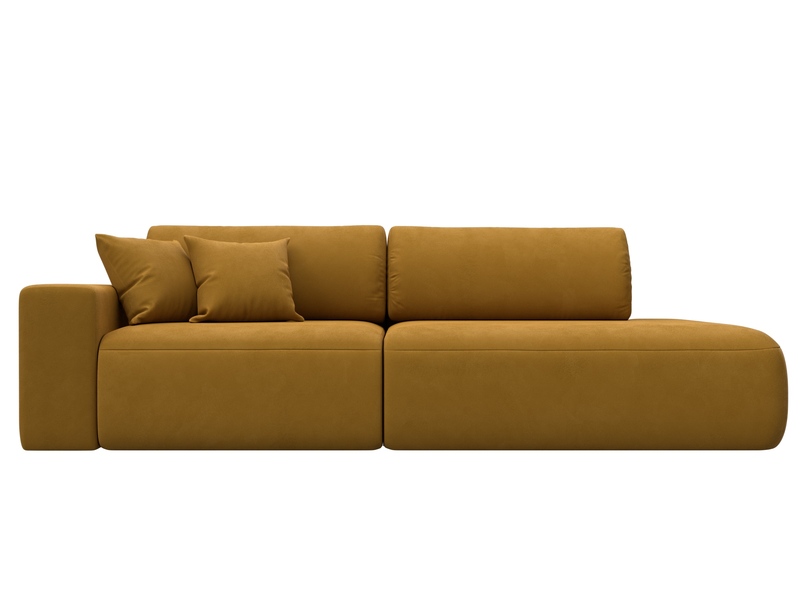 Диван прямой Лига-036 НПБ Модерн подлокотник слева, Велюр, BRUT 10 желтый