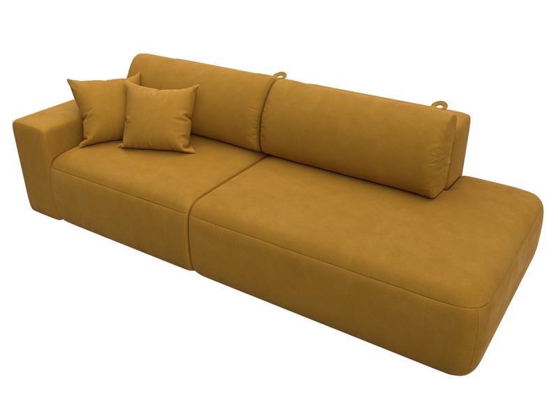 Диван прямой Лига-036 НПБ Модерн подлокотник слева, Велюр, BRUT 10 желтый