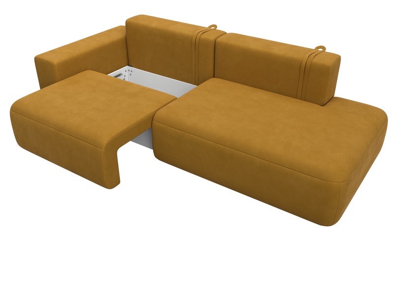 Диван прямой Лига-036 НПБ Модерн подлокотник слева, Велюр, BRUT 10 желтый