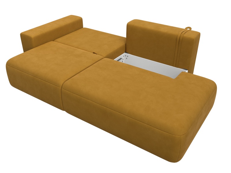 Диван прямой Лига-036 НПБ Модерн подлокотник слева, Велюр, BRUT 10 желтый