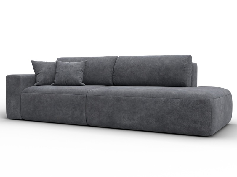 Диван прямой Лига-036 НПБ Модерн подлокотник слева, Велюр, BRUT 16 темно-серый