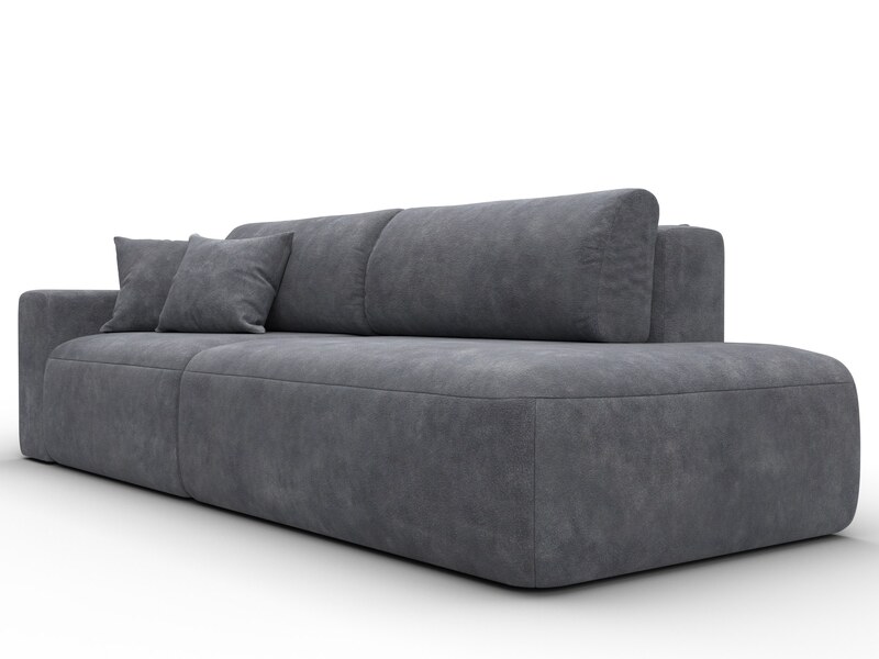 Диван прямой Лига-036 НПБ Модерн подлокотник слева, Велюр, BRUT 16 темно-серый