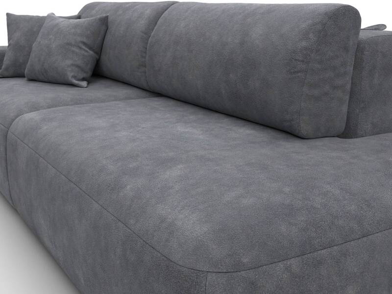 Диван прямой Лига-036 НПБ Модерн подлокотник слева, Велюр, BRUT 16 темно-серый