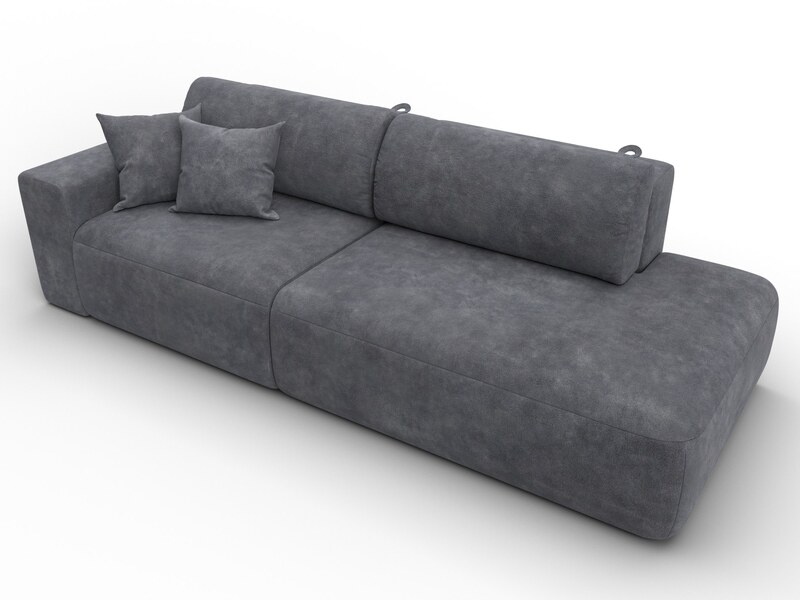 Диван прямой Лига-036 НПБ Модерн подлокотник слева, Велюр, BRUT 16 темно-серый