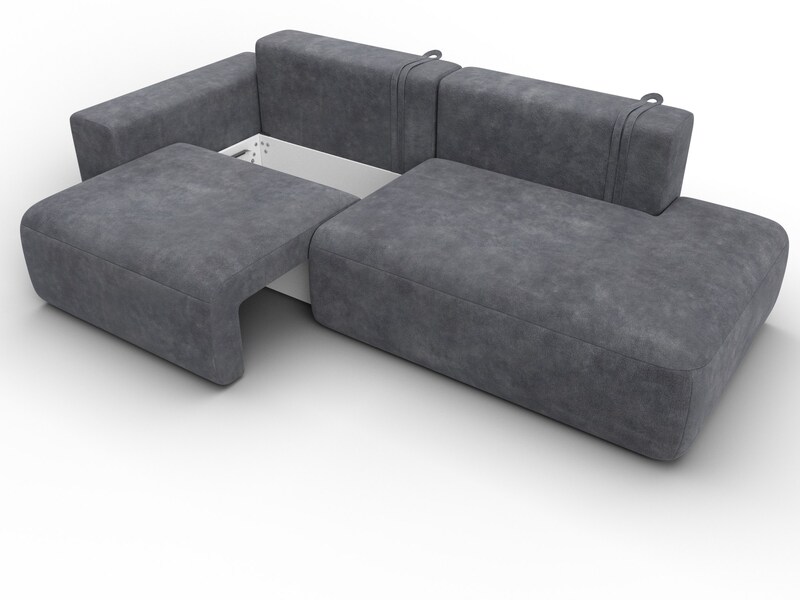 Диван прямой Лига-036 НПБ Модерн подлокотник слева, Велюр, BRUT 16 темно-серый