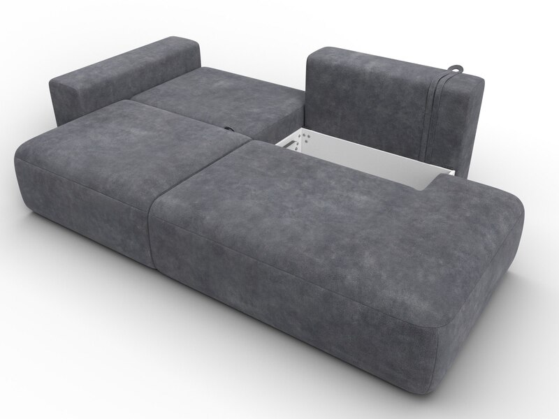 Диван прямой Лига-036 НПБ Модерн подлокотник слева, Велюр, BRUT 16 темно-серый