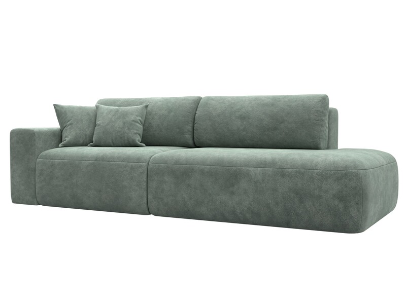 Диван прямой Лига-036 НПБ Модерн подлокотник слева, Велюр, BRUT 08 зеленый