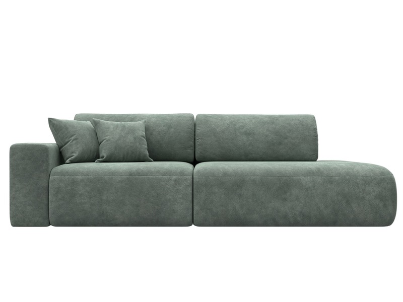 Диван прямой Лига-036 НПБ Модерн подлокотник слева, Велюр, BRUT 08 зеленый