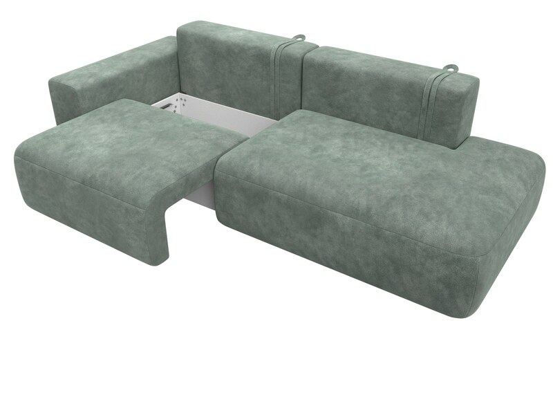 Диван прямой Лига-036 НПБ Модерн подлокотник слева, Велюр, BRUT 08 зеленый